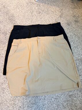 Women’s Elastic Waist Pull-On Skort - Black and Khaki 2 pack!